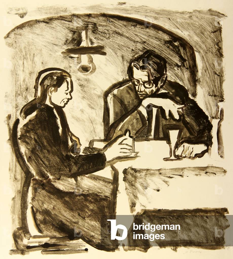 Alyosha e Vanya, illustrazione al romanzo di Fyodor Dostoevskij «I fratelli Karamazov» (1880), 1971 (monotipo)