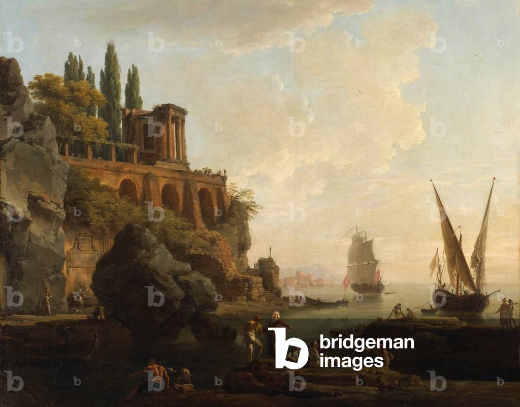 immaginario paesaggio italiano porto scena 1746 (olio su tela)