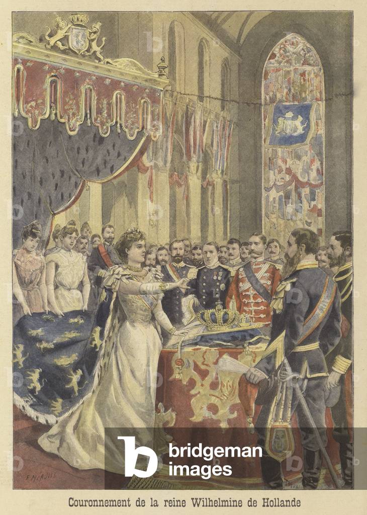 Krönung der Königin Wilhelmina von den Niederlanden (Farbe Litho)
