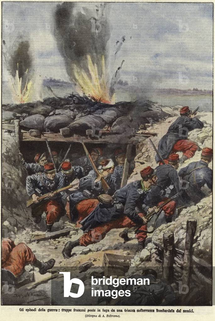 "Gli eventi della guerra (colore lito)" di Achille Beltrame