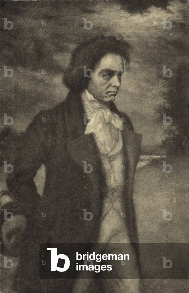 "Ludwig van Beethoven" di German School, b/w