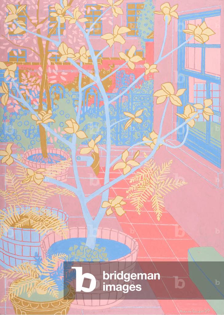 Bild von Gemälde "Bäume und gusseiserne Geländer" 2009 von Norman Gilbert