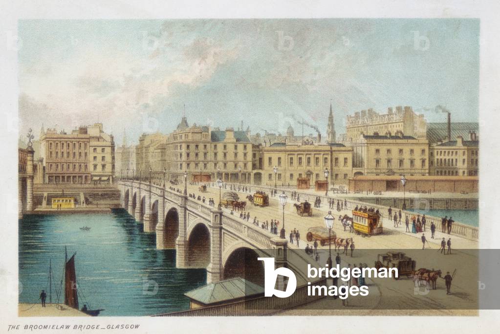 Thomas Telford (1757-1834) ponte sul Clyde a Broomielaw, Glasgow. Il suo ultimo ponte di pietra, iniziato il 1