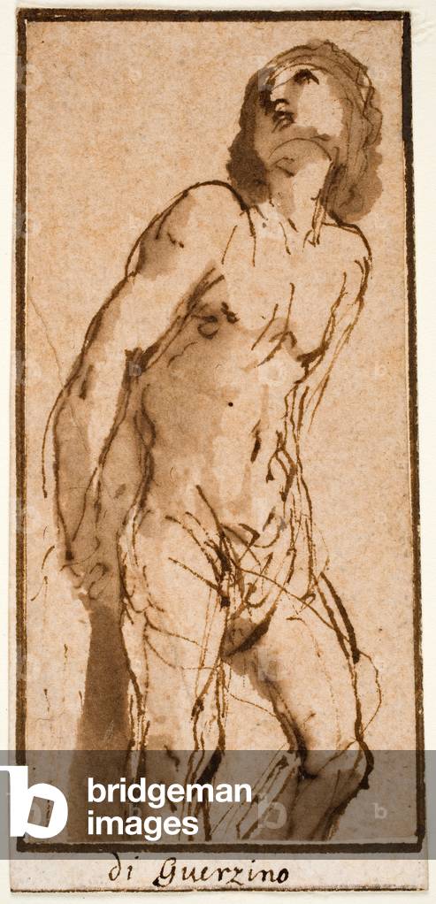 "Figura di Cristo", c.1644 di Guercino, b/w