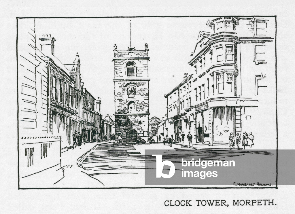 Clock Tower, Morpeth (litho)