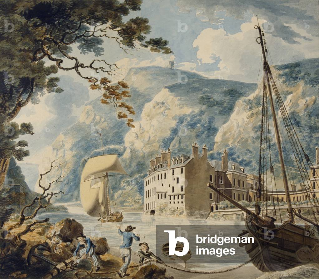 Avon Gorge and Bristol Hotwell, 1791-92 (w/c over pencil on paper)