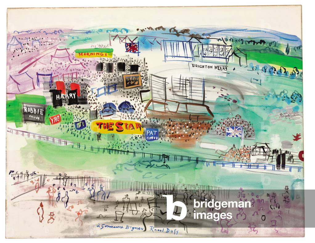 Epsom Racecourse,  (gouache and watercolour on paper)