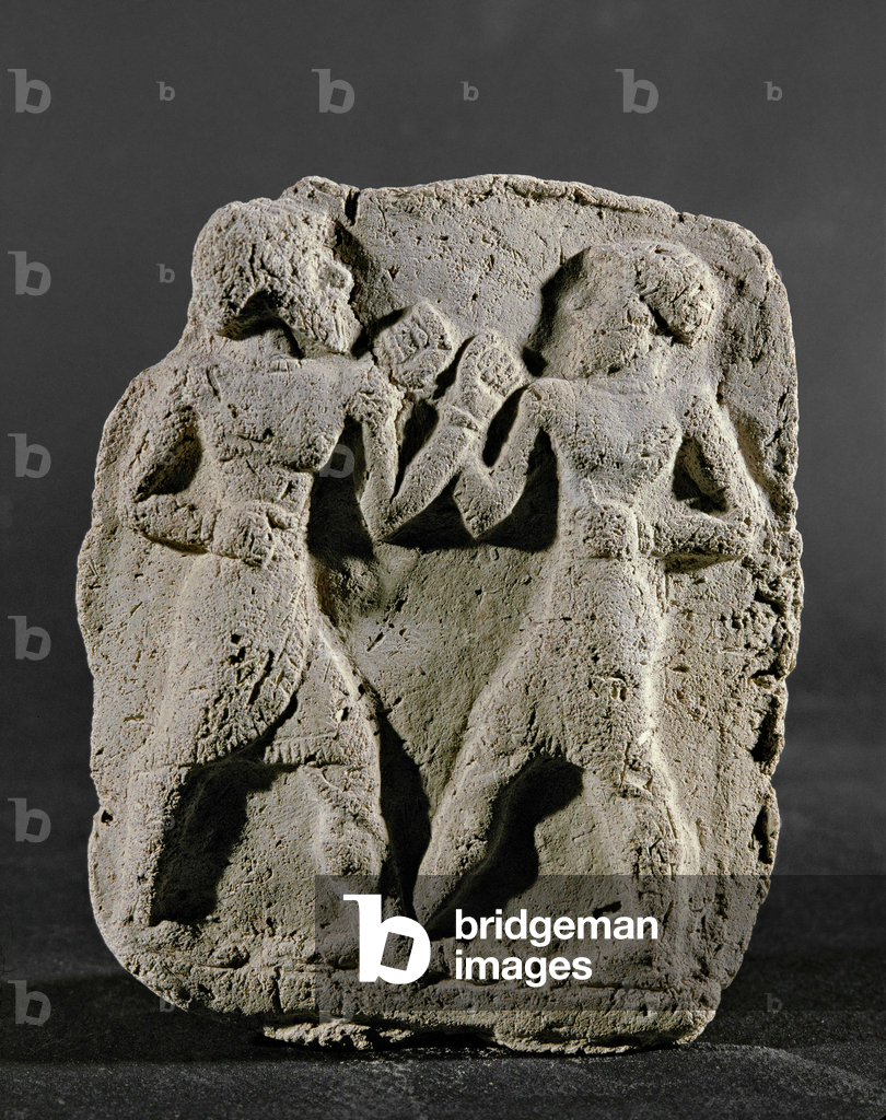 Image of Sculpture depicting Two wrestlers or boxers … -3000 by Erich Lessing