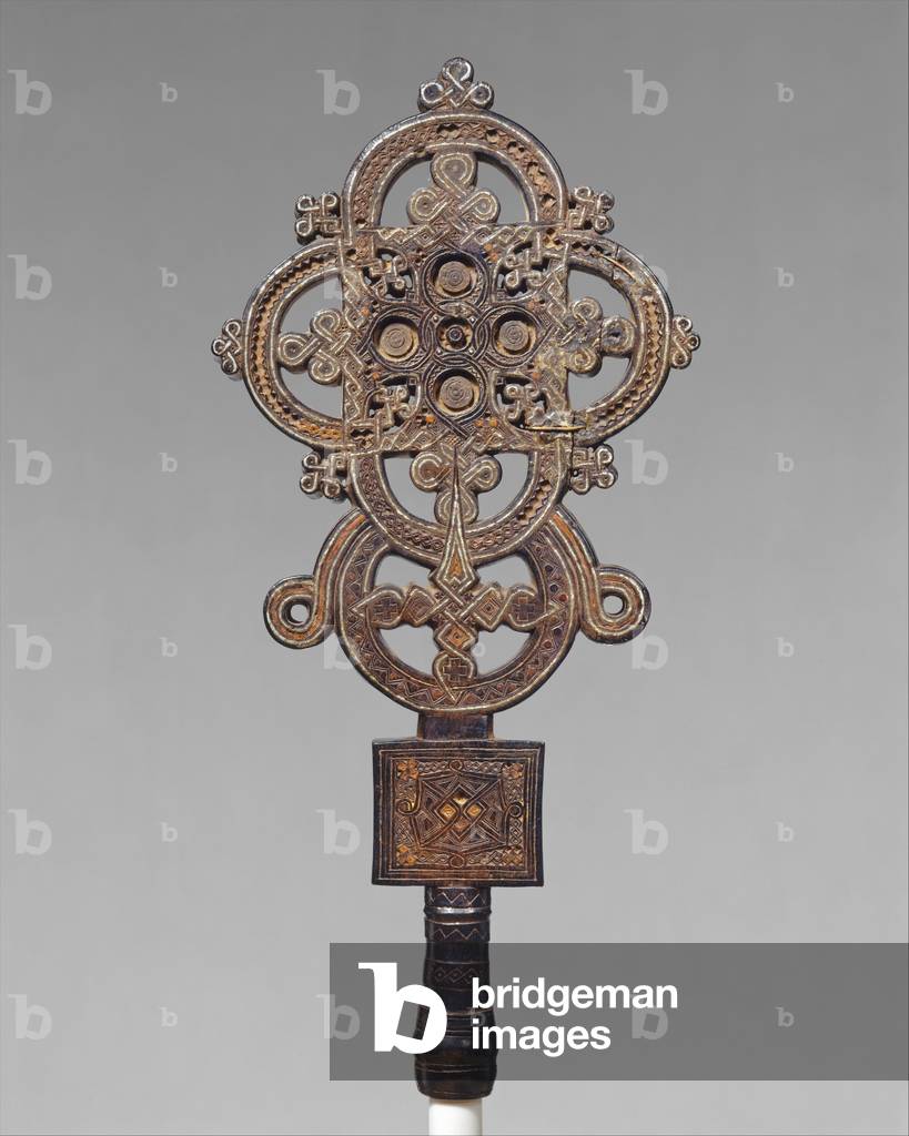 Croce processionale, Ezra, 1500 circa (legno e stagno)