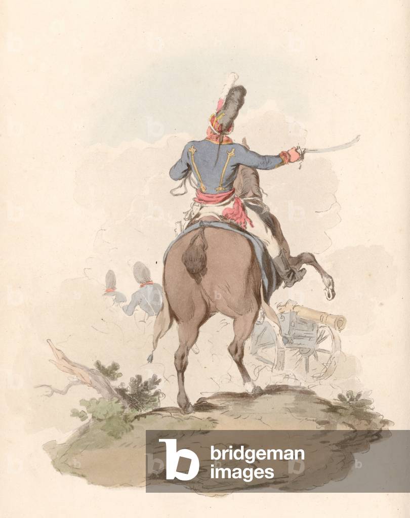 Offizier der Königlichen Pferdeartillerie (farbige Gravur)
