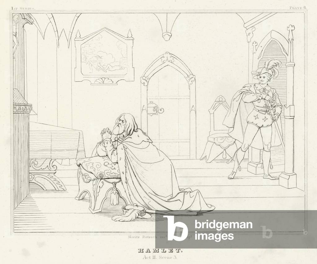 "Hamlet" von Friedrich August Moritz Retzsch, b/w