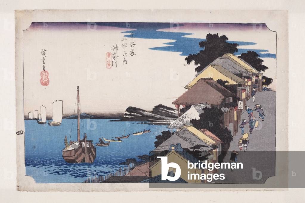 Kanagawa: Blick auf den Damm (Kanagawa, dai no kei) (farbiger Holzschnitt-Druck)