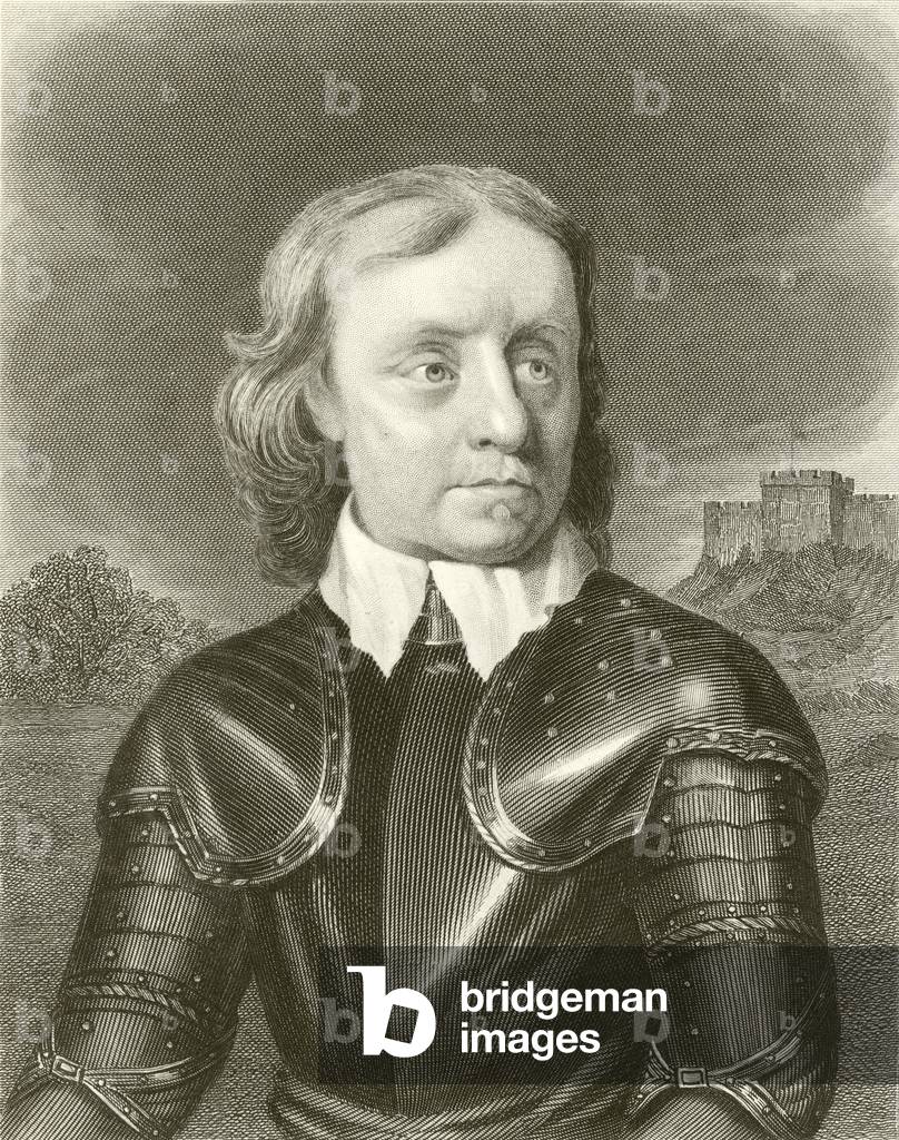"Cromwell (incisione)" di English School, b/w