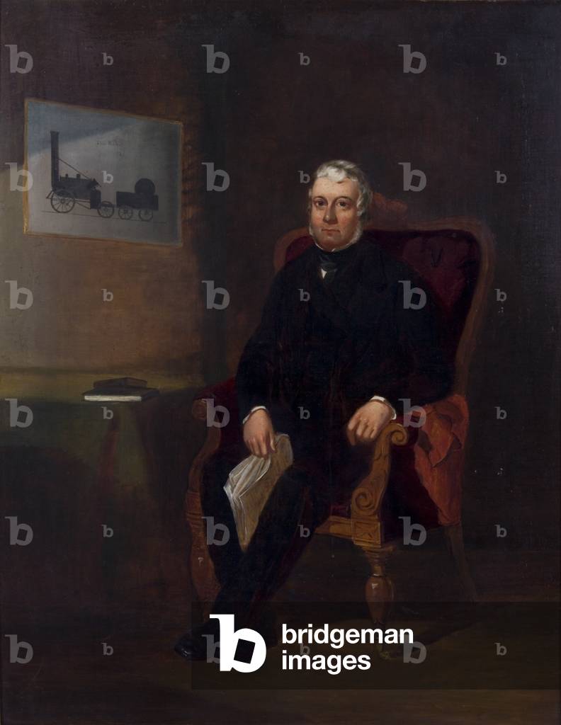 Immagine di Dipinto "ritratto robert stephenson con razzo (olio su tela)" di English School
