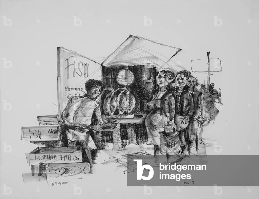 Image de Estampe représentant Vendredi soir 1970 par William Pajaud