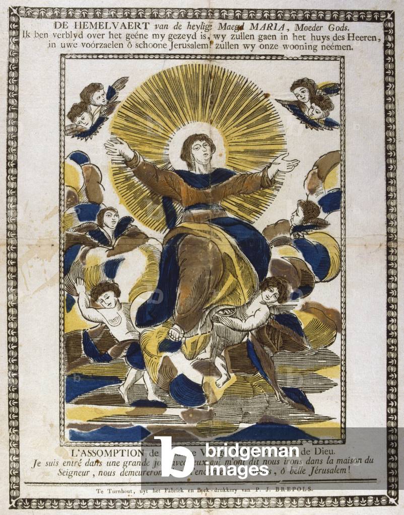 Himmelfahrt der Jungfrau Maria. 19. Jahrhundert (Holzschnitt)