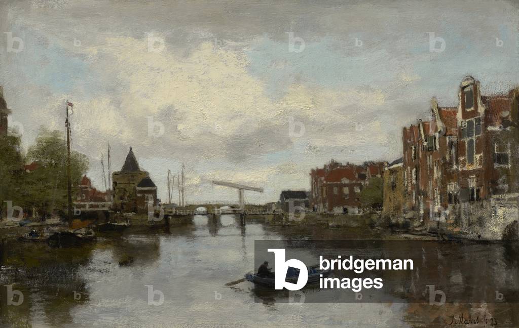 veduta di un olandese città 1873 (olio su tela)