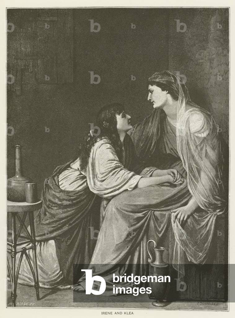 "Irene e Klea (incisione)" di Emil Teschendorff, b/w