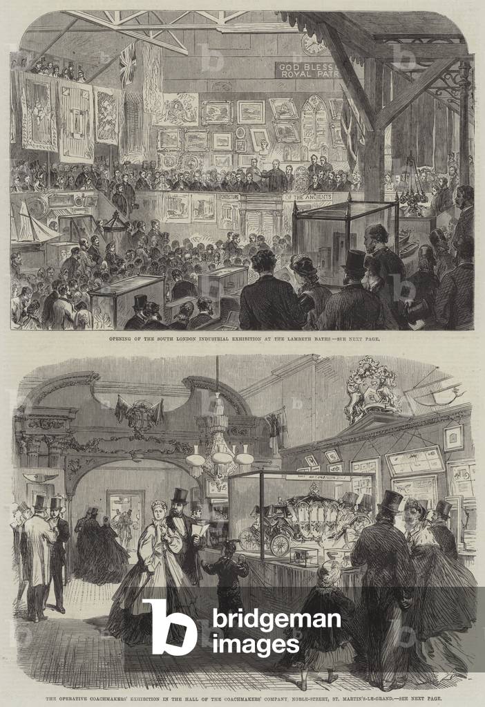 "London Exhibitions (incisione)" 1865 di English School, b/w