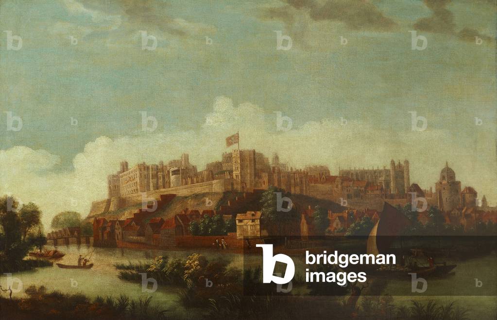 Immagine di Dipinto "veduta del castello di Windsor dal fiume Tamigi" di English School