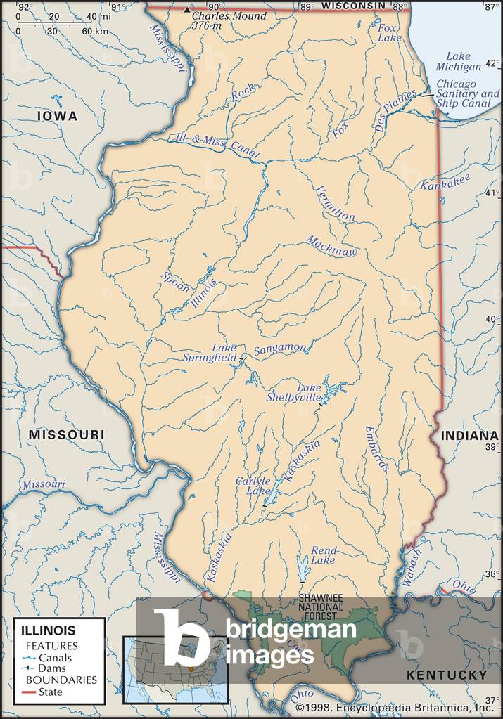 Physical Map Of Illinois Physical Map Of Illinois