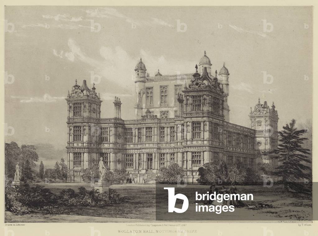 "Wollaton Hall" von Thomas Allom, b/w