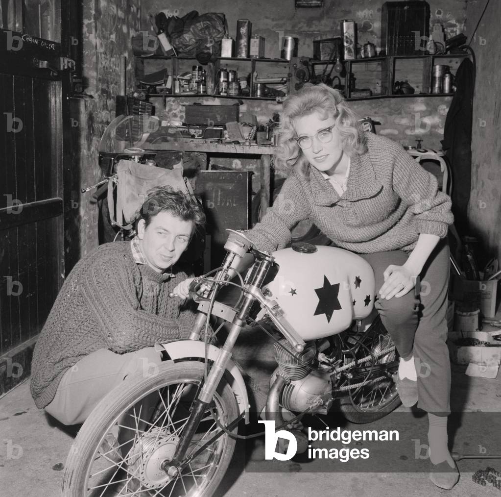 Image of Beryl Swain, TT rider, June 1962 (b/w photo)