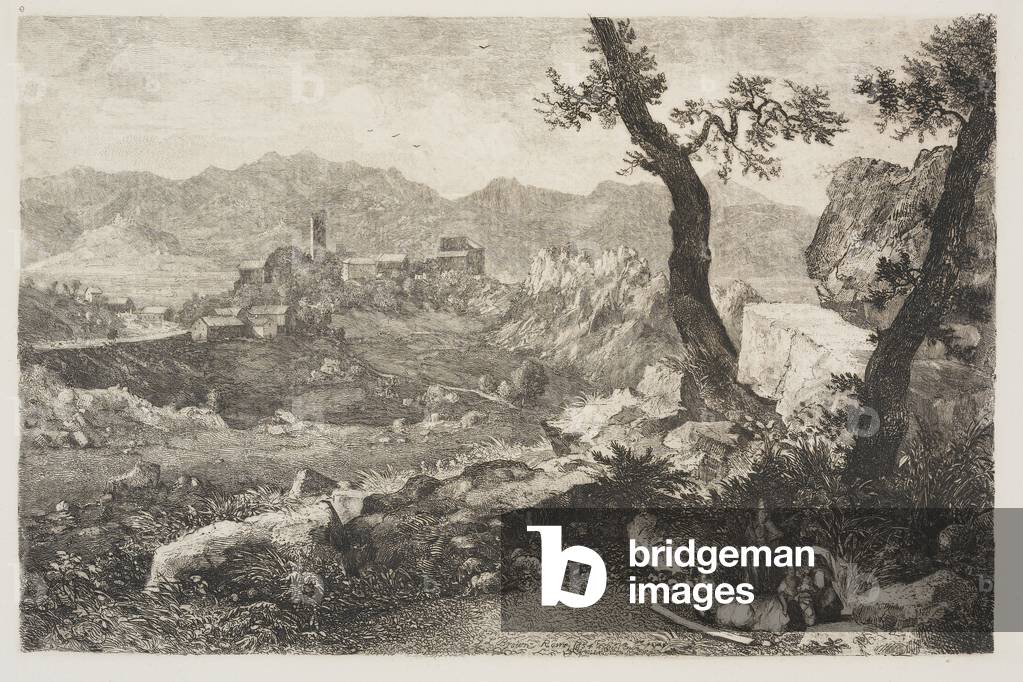 Ansicht in der Nähe von Rom, 1854 (Radierung auf Papier)