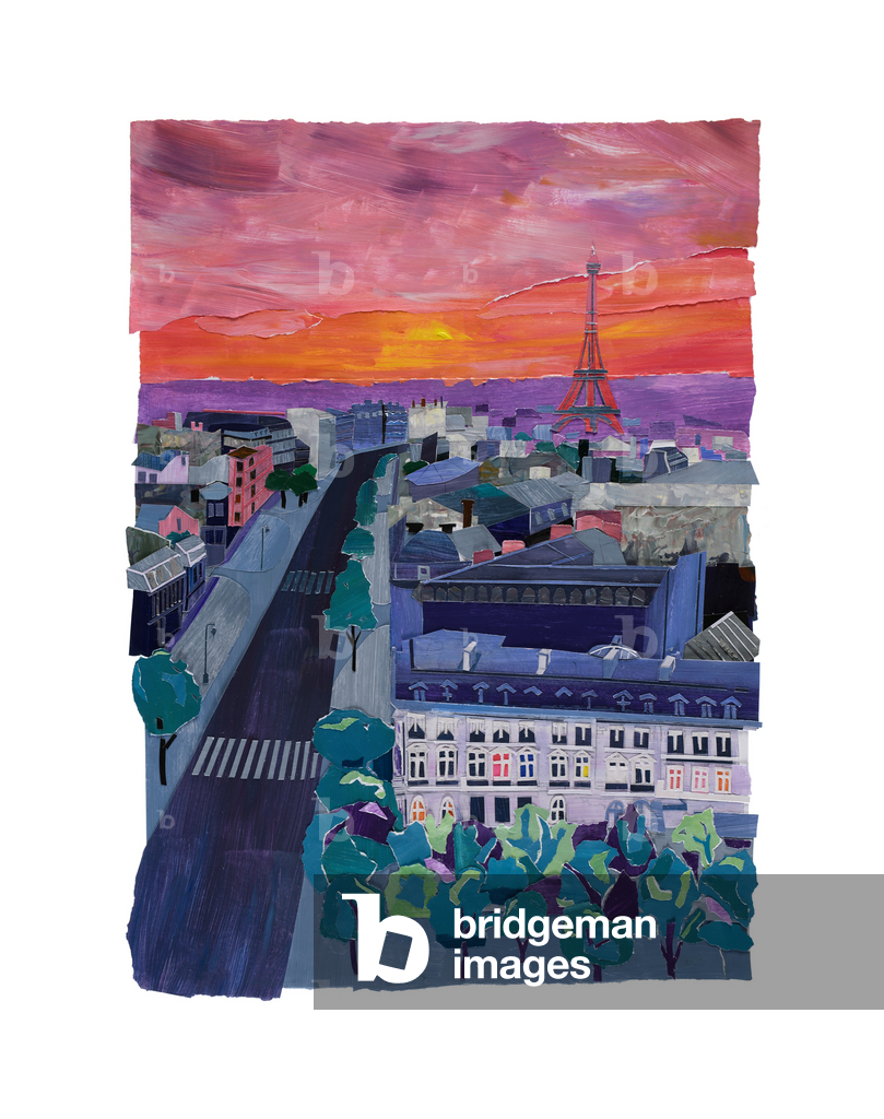 Image of Painting depicting Paris at Dusk 2021 by Raina Goran