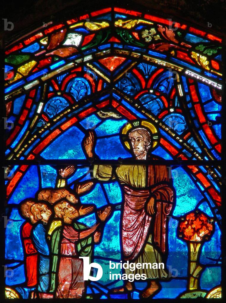 Christ blessing a group of people (w28b) (stained glass) by French Artist