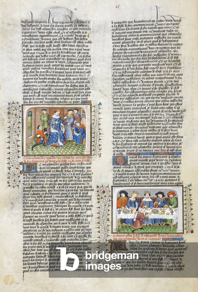 Alexander dettando una lettera; Iobas che offre vino avvelenato per la festa Alexander