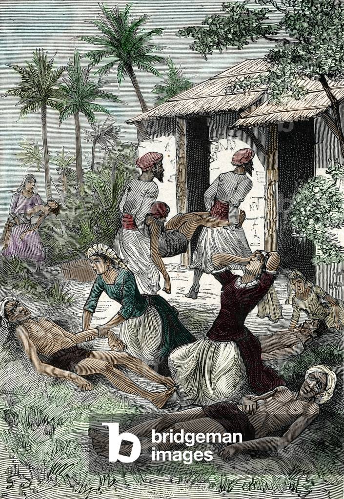 Immagine di Incisione "Epidemia di colera in India" 1888