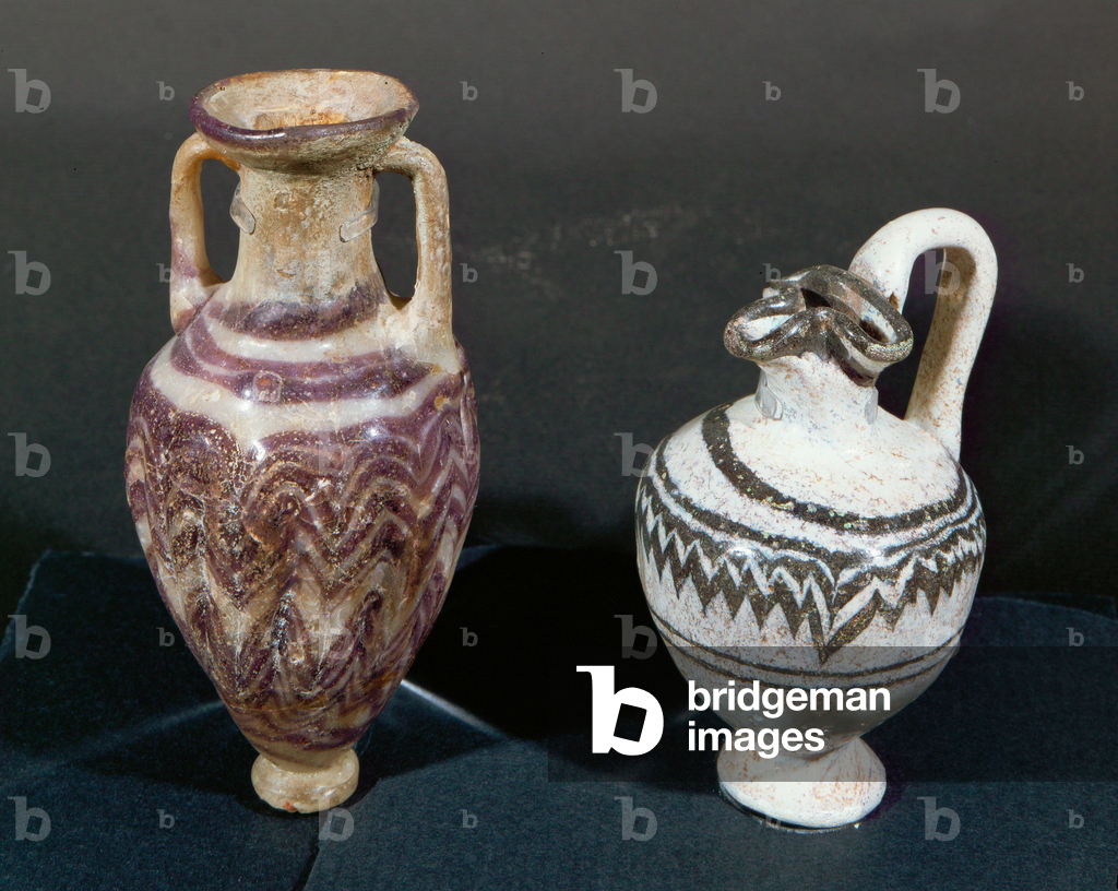 Two core-made juglets (glass)