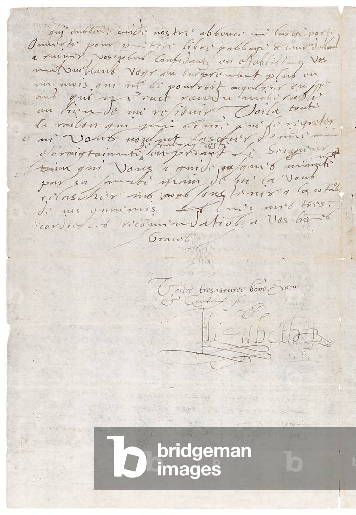 Immagine di Manoscritto "Lettera in francese da Elisabetta I d'Inghilterra a Enrico di Navarra", c.1585 di Que