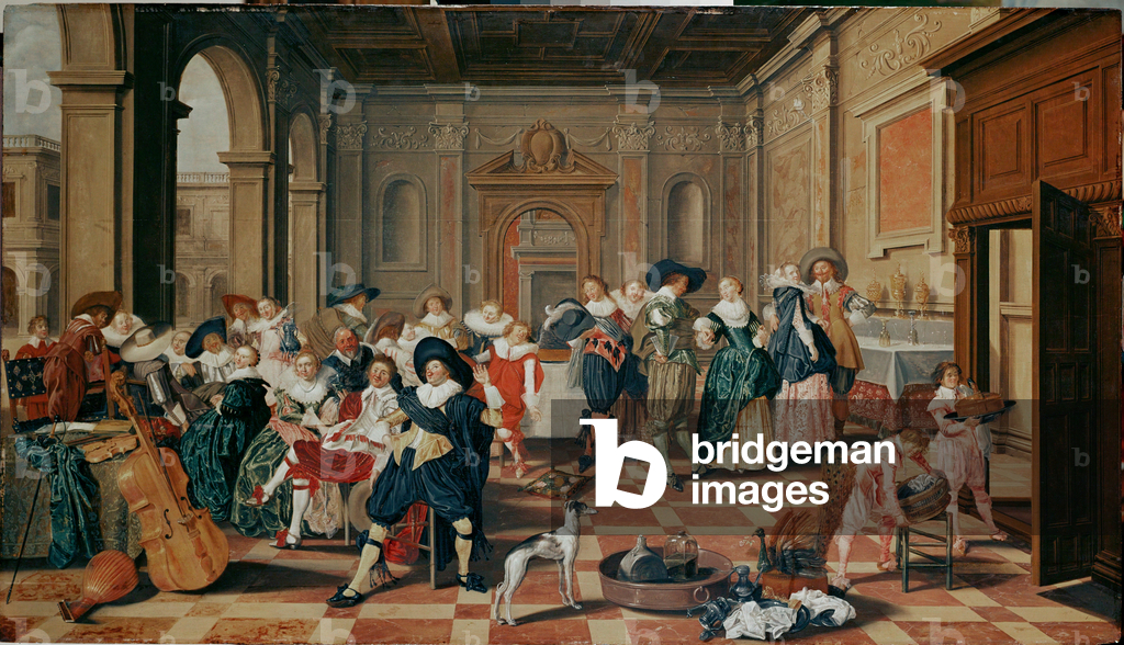 Elegante Gesellschaft in einem Renaissance-Saal
