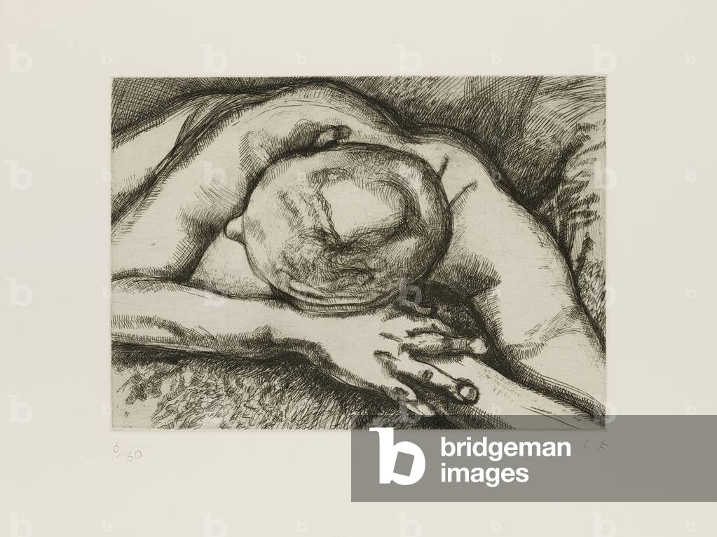 "reclinabili figura 1994 (acquaforte)" 1994 di Lucian Freud, b/w