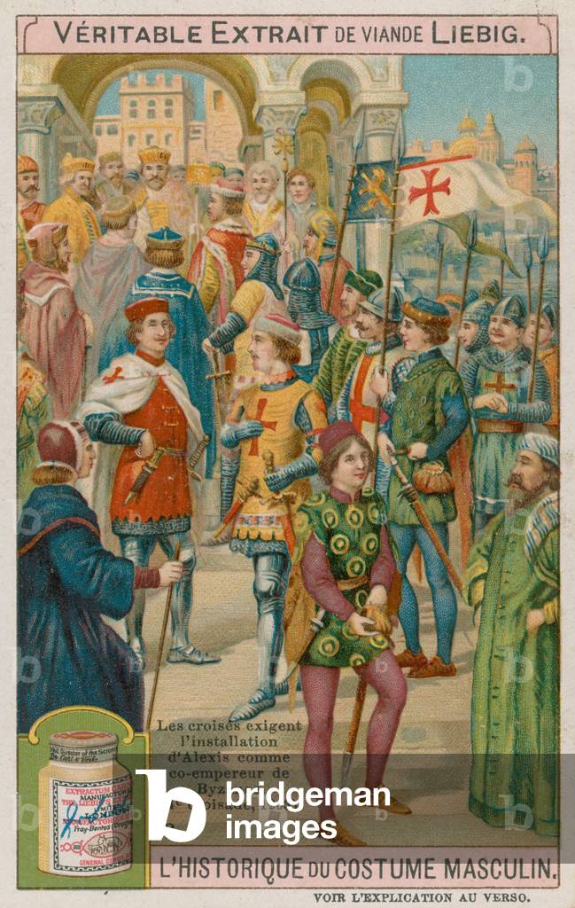 Kreuzfahrer fordern die Installation von Alexis als Co-Kaiser von Byzanz in 1203 (chromolitho)