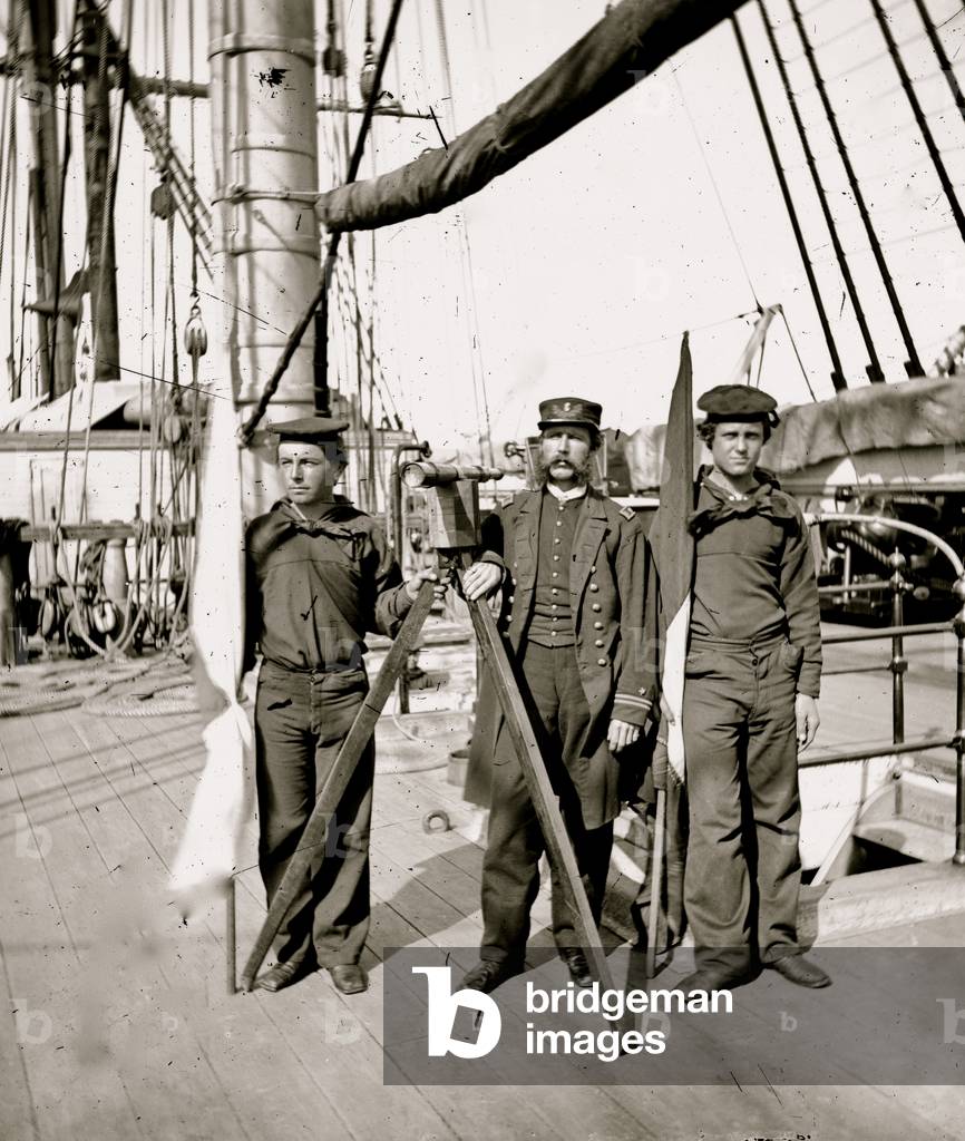 Bild von Fotografie "Signalmänner von Heckadmiral John A. Dahlgrens Flaggschiff erhielt eine Nachricht von der