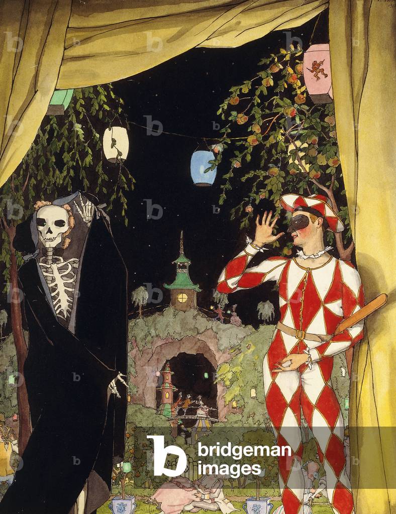 Arlecchino e Morte, 1918 (matita, penna & inchiostro, w/c su carta)