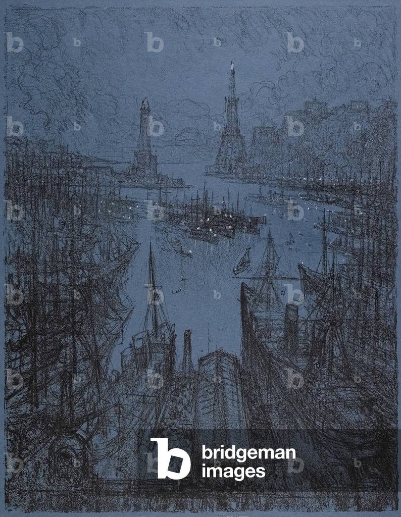 Image de Estampe représentant The Harbor, 1913 par Joseph Pennell
