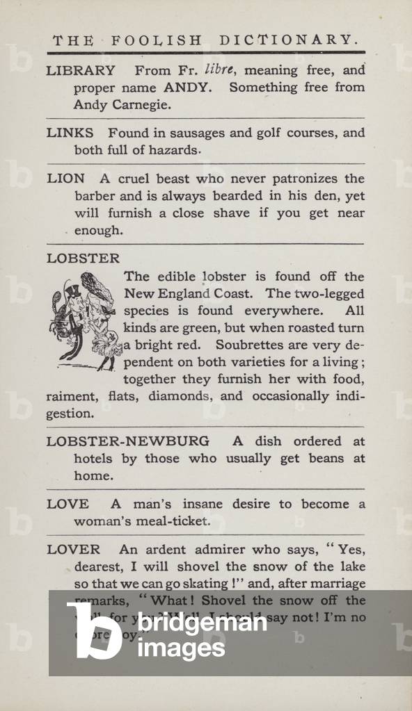Image of Print depicting Foolish Dictionary: Lobster (litho) by Wallace Goldsmith