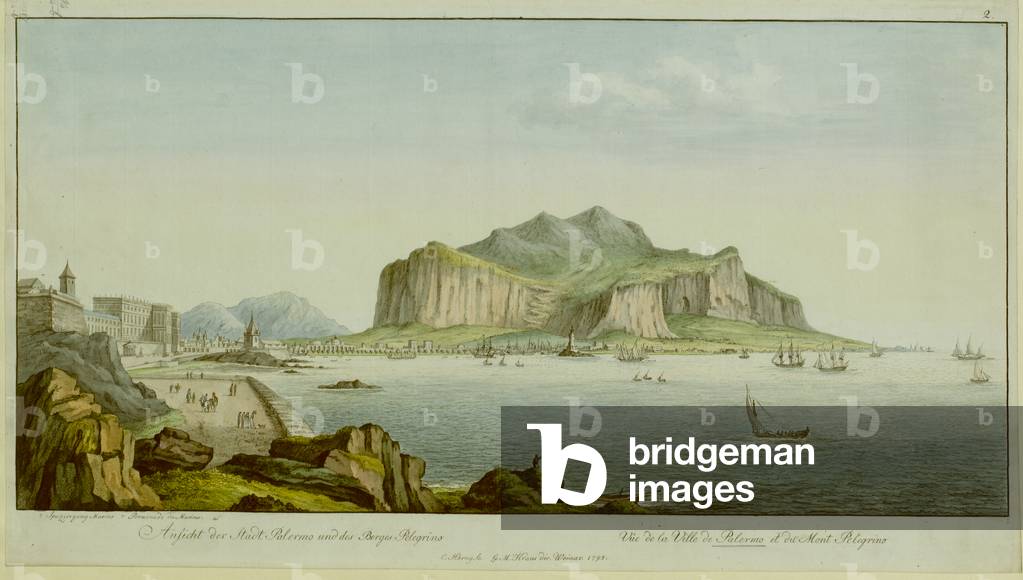 Groupes de figures assis sur les rochers et promenades par la mer à l'avant-plan sur la gauche
