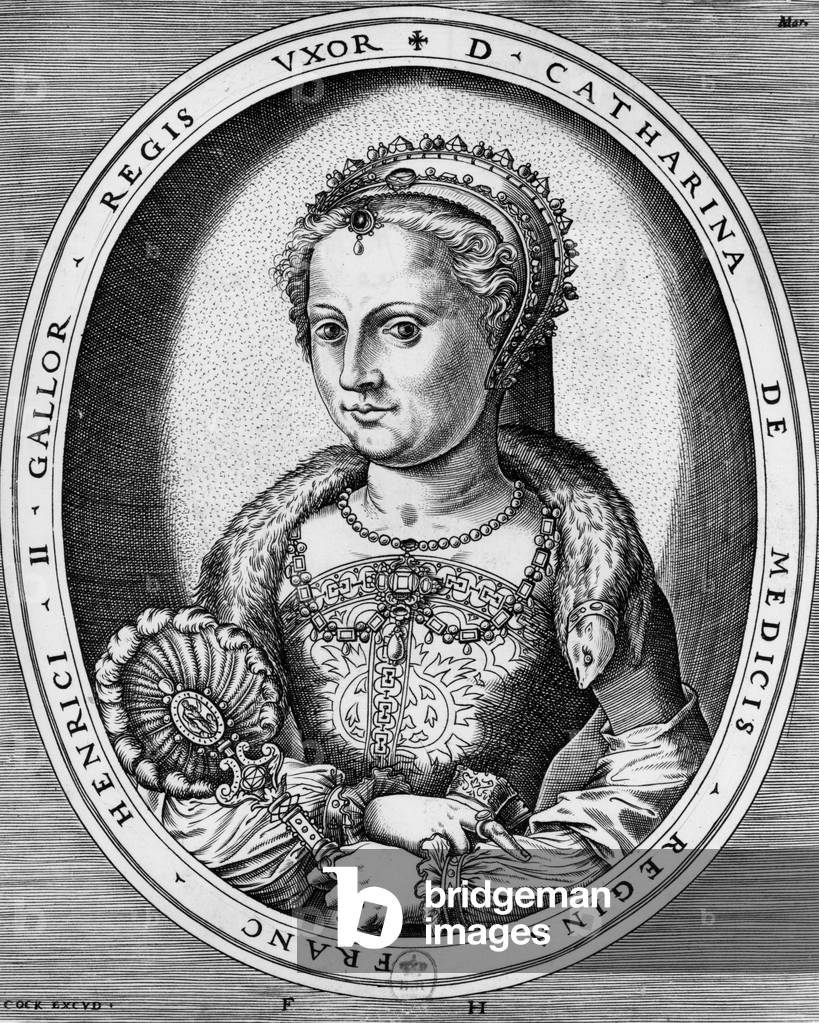 Caterina de Medici (1519-1589) moglie di Enrico e regina di Francia nel 1547-1559 poi reggente nel 1560-1564, 