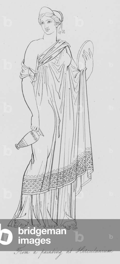 From a painting at Herculanium (engraving) by English Artist, b/w