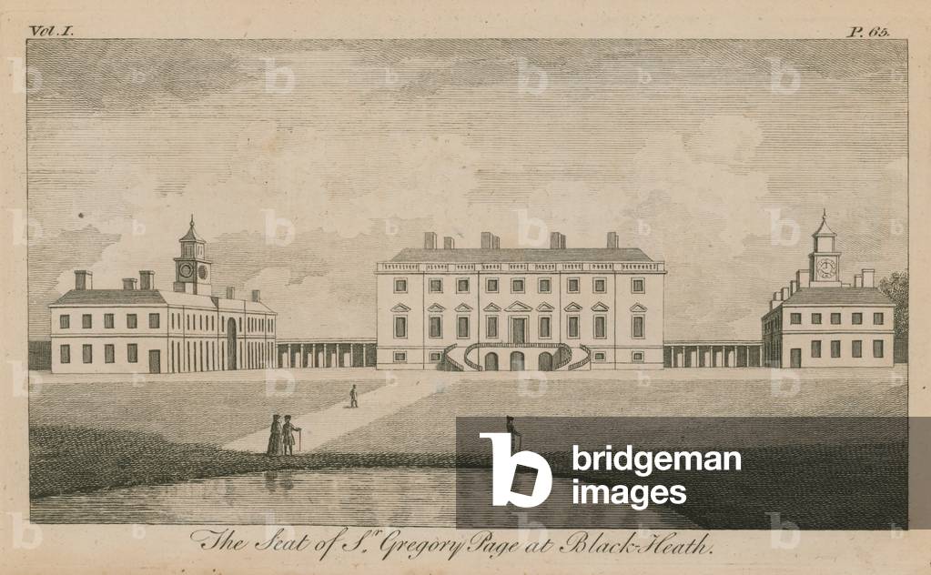 "La sede di Sir Gregory Page Turner (incisione)" di English School, b/w