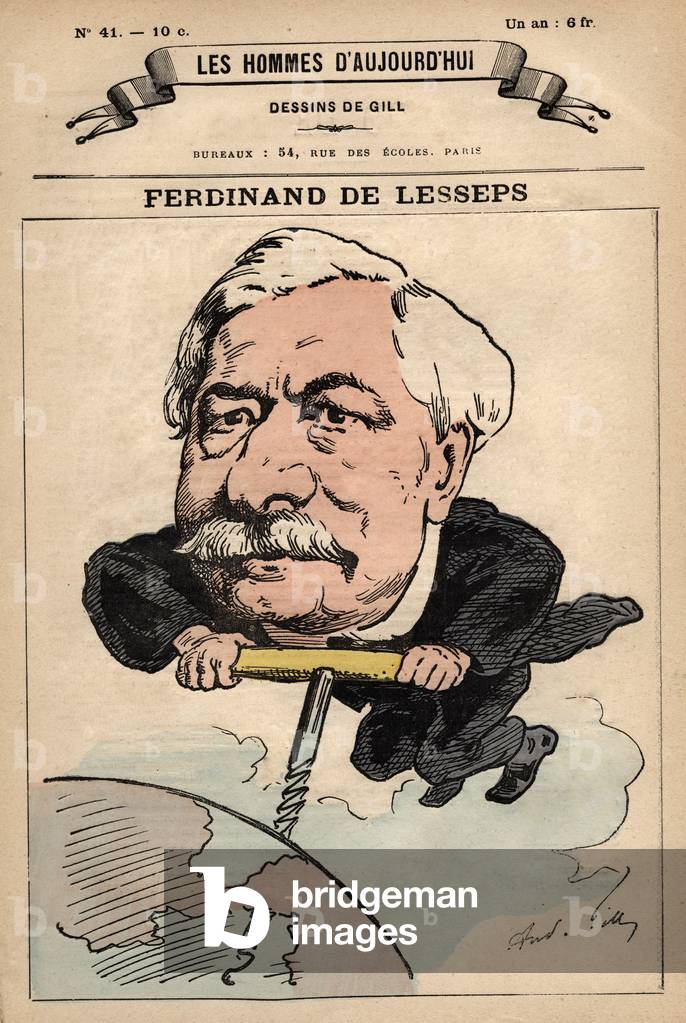 Titelseite der französischen Zeitung "Les Hommes d'Aujourd'hui" n°41: Ferdinand de Lesseps (1805-1894) französ