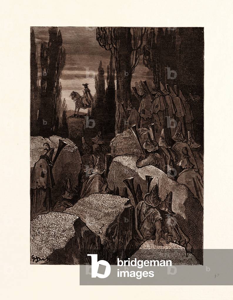 Image de Gravure représentant Munchausen parmi les brigands par Gustave Dore