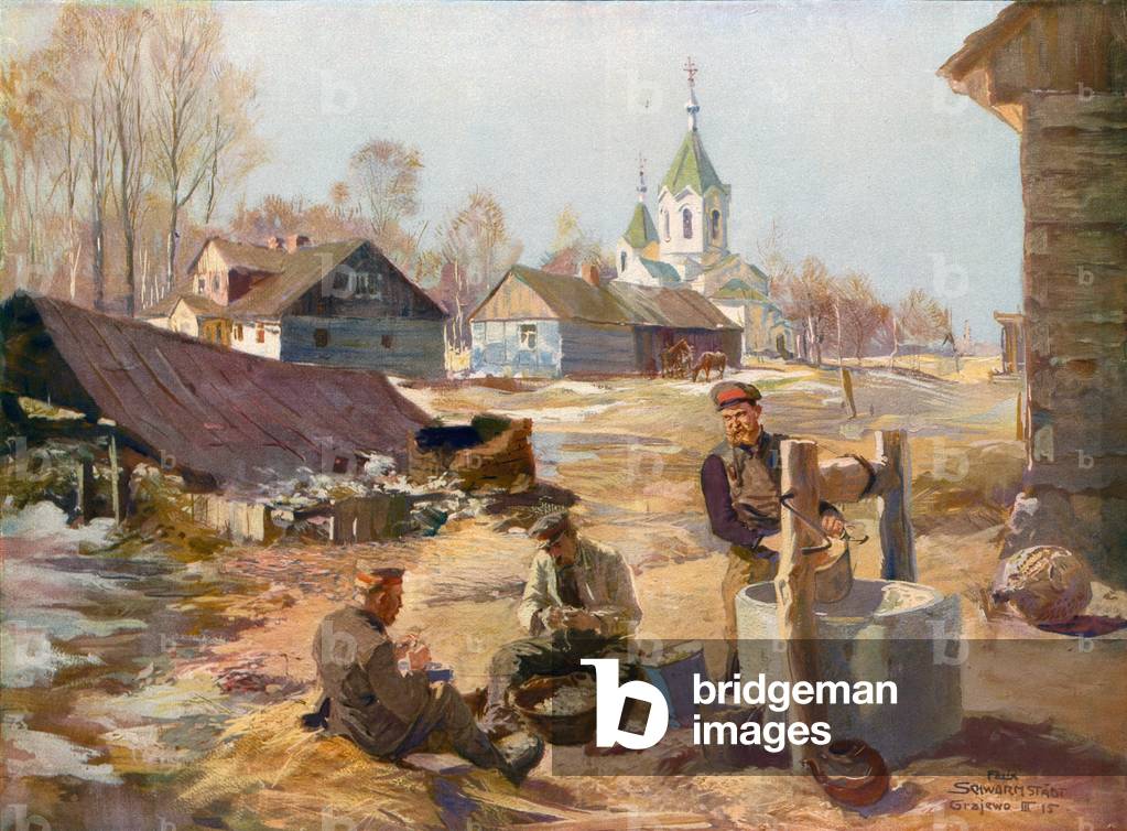 Lavoro pacifico dietro il fronte in Polonia russa (colore lito)