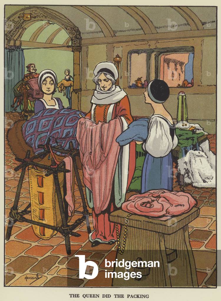 "Die Königin hat die Verpackung gemacht (Farbe Litho)" von John Hassall