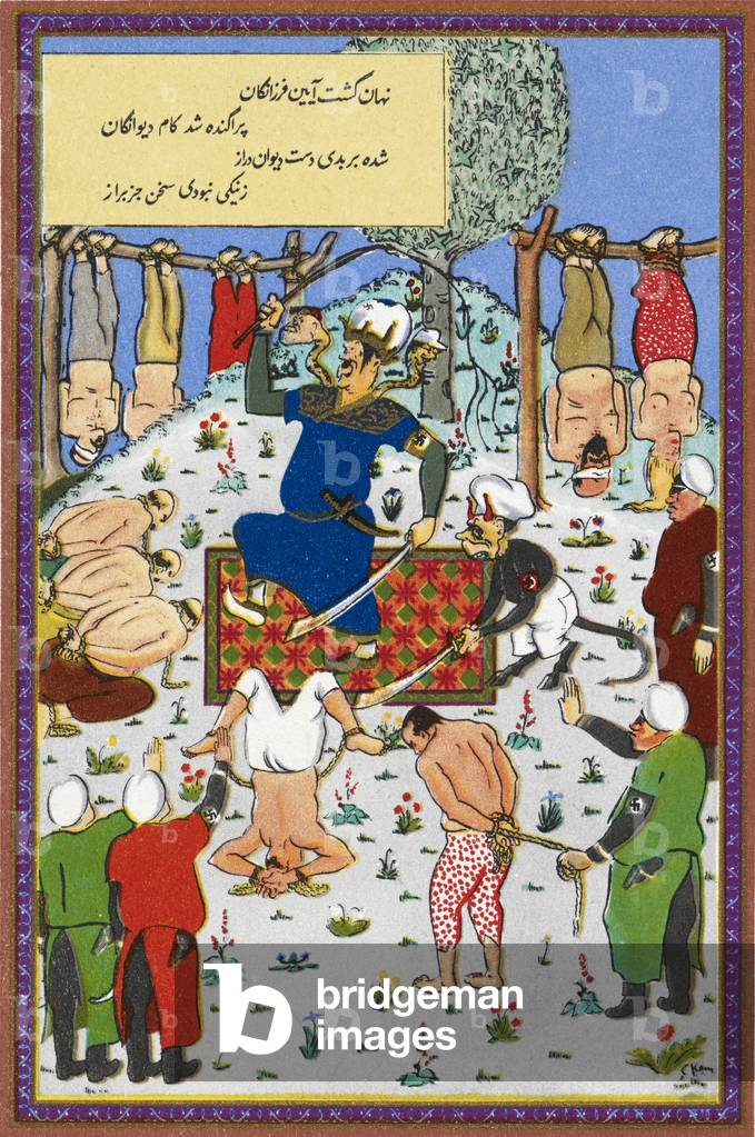 Zahhak-Hitler executing the innocent and tyrannising the population.